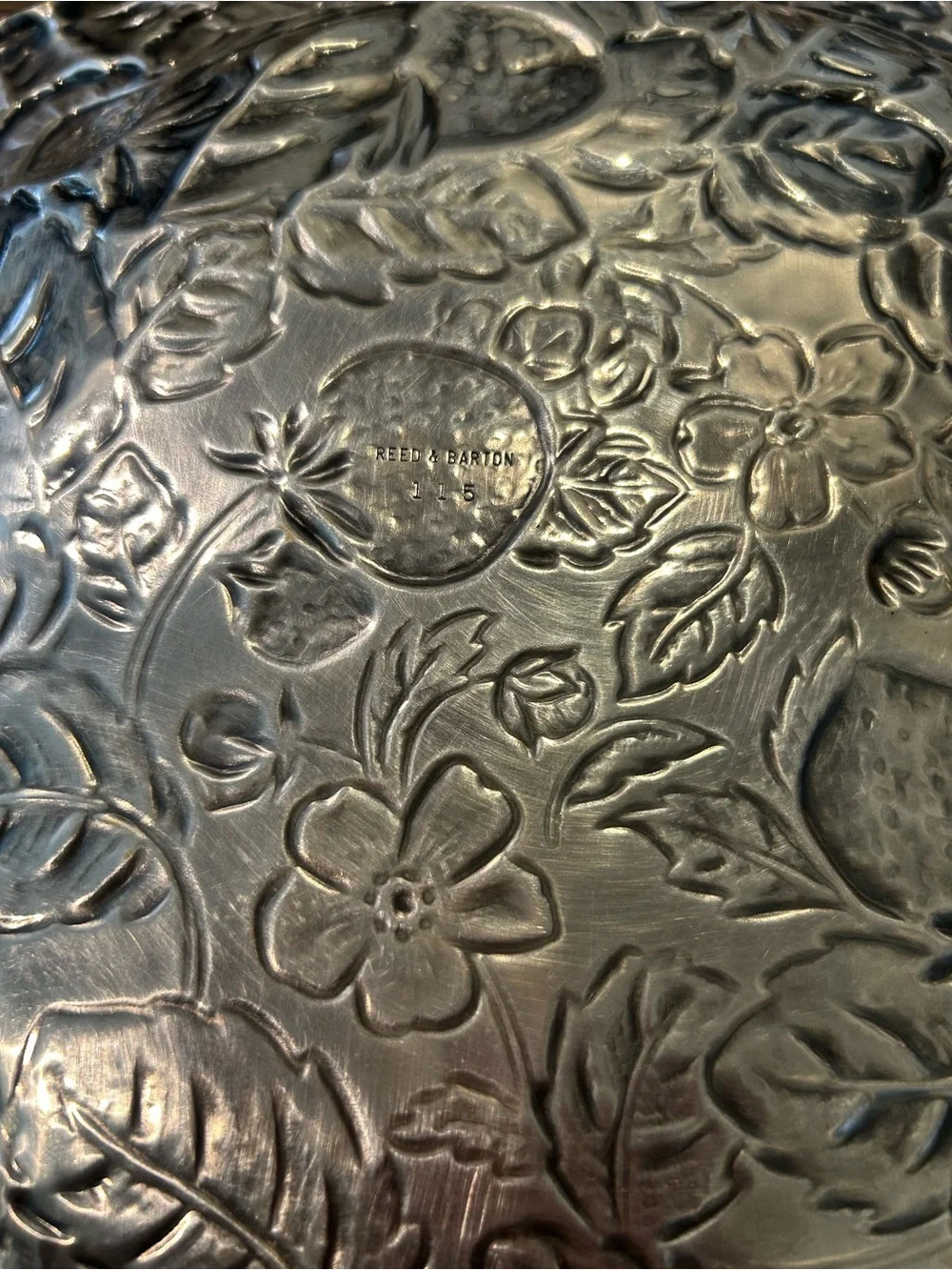 VTG Reed & Barton #115 Silverplate Embossed Strawberries Plate 13 3/4